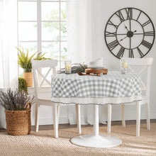 Kate Aurora Country Farmhouse Plaid Buffalo Check Stain & Spill Proof Fabric Tablecloths - 70 in. Round, Gray