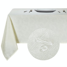 Kate Aurora Diamond Textured Spill And Stain Proof All Purpose Fabric Tablecloth - 60 in. W x 84 in. L (6-8 Chairs), Beige