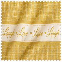 Kate Aurora Country Farmhouse Gingham Plaid Check Live~Laugh~Love 3 Pc Kitchen Curtain Set - 57 in. W x 24 in. L, Yellow