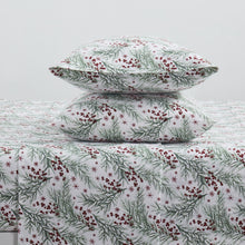 Kate Aurora Holiday Essentials Cozy Bed Collection Deep Pocket 100% Cotton Flannel Christmas Red Pines 4 Piece Sheet Set
