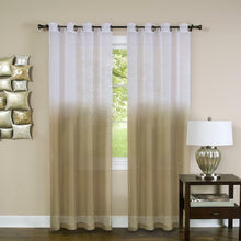 Kate Aurora Tropical Living Semi Matte Sheer Ombre Chic Grommet Top Window Curtains - 52 in. W x 84 in. L, Tan