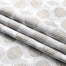 Kate Aurora 2 Piece Contemporary Chic Metallic Abstract Circles Light Filtering Grommet Top Curtains - White
