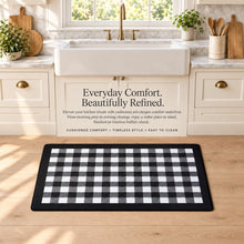 GoodGram Buffalo Black & White Plaid Memory Foam Anti-Fatigue Kitchen Floor Mat - 18 in. W x 30 in. L