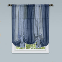 GoodGram Ombre Crushed Satin Sheer Single Window Curtains & Valances - 50 in. W x 63 in. L Single Tie Up Shade, Blue