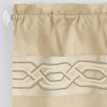 Kate Aurora Pacifico Complete 3 Piece Rod Pocket Embroidered Tier & Valance Kitchen Curtain Set - 24 in. Long - Tan