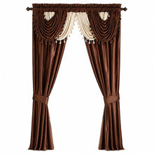Kate Aurora Satin Semi Sheer Complete 5 Piece Window in a Bag Attached Curtain Set - 54 in. W x 84 in. L, Chocolate/Brown