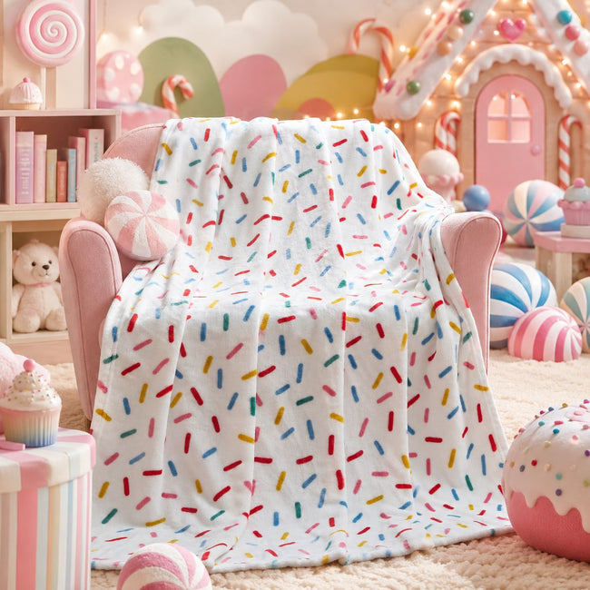 Kate Aurora Ice Cream Sprinkles Galore Kids Oversized Accent Throw Blanket - 50 in. x 70 in.