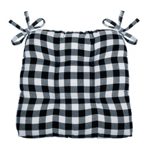 Kate Aurora Set of 2 Country Farmhouse Plaid Stain/Water Resistant Chair Cushions - Black