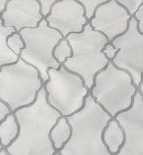 Kate Aurora 2 Pack Geo Trellis Double Layered Sheer Embroidered Grommet Curtains - 50 in. W x 95 in. L, White/Gray
