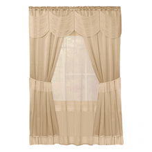Kate Aurora Satin Chic Complete Attached Window Curtain, Tiebacks & Valance Set - 84 in. Long - Taupe