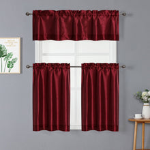 Kate Aurora Parisian Living Complete 3 Piece Lightweight Sheer Cafe Kitchen Curtain Tier & Valance Set - Burgundy
