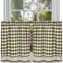 GoodGram Buffalo Check Gingham Custom Window Curtain Treatments - Tiers 29 in. W x 36 in. L, Sage