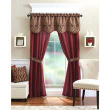 Kate Aurora Complete 5 Piece Sheer Window in a Bag Curtain & Valance Set - 52 in. W x 84 in. L, Burgundy/Brick