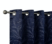 Kate Aurora 2 Pack Arbor Room Darkening Floral Grommet Top Window Curtain Panels - 52 in. W x 84 in. L, Navy