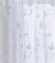 Kate Aurora Floral Embroidered Sheer Rod Pocket Kitchen Curtain Tier & Valance Set - 58 in. W x 15 in. L, White