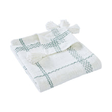 Kate Aurora Berkshire Cotton Plaid Fringed Accent Throw Blanket - 50 in. W x 60 in. L - Iceberg Green