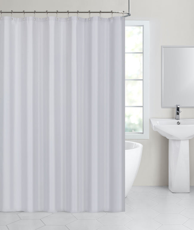 Kate Aurora Hotel Collection Mold & Mildew Resistant Water Resistant Light Gray Fabric Shower Curtain - Standard Size