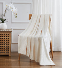 Kate Aurora Floral Ferns Shabby Chic Styled Oversized Ultra Soft & Plush Accent Throw Blanket - Beige