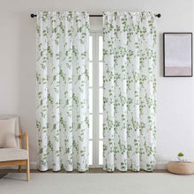 Kate Aurora 1 Piece Printed Cherry Blossom Rod Pocket Window Curtain Panel - Sage Green