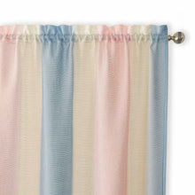 Kate Aurora 2 Pack Rainbow Striped Rod Pocket Semi Sheer Linen Window Curtains - 52 in. W x 84 in. L, Pink/Blue