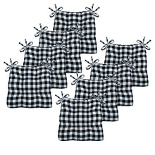 Kate Aurora Country Living Gingham Plaid Checkered Country Farmhouse Chair Cushion Pads - 8 Piece, Black