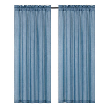 Kate Aurora 7 Piece Carly Blue Floral Rod Pocket Curtains Panels & Beaded Valances Set