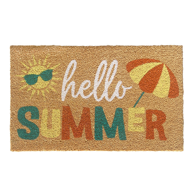 Kate Aurora Hello Summer Bristled Outdoor Heavy Duty Welcome Mat - 18"x30"