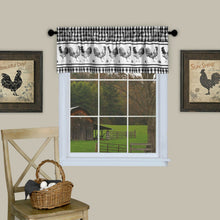 Kate Aurora Lightweight Plaid Country Farmhouse Rooster Window Rod Pocket Curtain Valance - Black