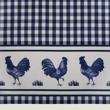 Kate Aurora Country Farmhouse Barnyard Plaid Rooster Kitchen Curtain Tier & Valance Set - 58 in. W x 24 in. L, Navy