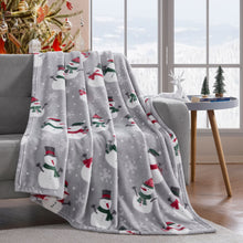 Kate Aurora "Bundled Up" Ultra Soft & Plush Christmas Gray Snowman Accent Throw Blanket - 50" x 60"