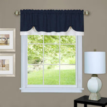 Kate Aurora Country Farmhouse Flax Linen Tie Up Window Valance - 58 in. W x 14 in. L, Navy
