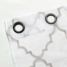 Kate Aurora Lux Home 2 Pack Shabby Trellis Semi Sheer Embroidered Clover Grommet Top Curtains - 38 in. W x 84 in. L, Linen