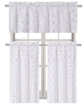 Kate Aurora Christmas Collection Metallic Foil Cotton Blend Lattice Cafe Kitchen Curtain Tier & Valance Set - 58 in. W x 36 i