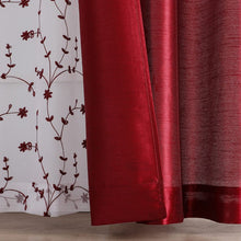 Kate Aurora Gloria Embroidered 6 Piece Rod Pocket Coordinating Sheer Window Curtain Panels - Burgundy