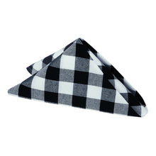 Kate Aurora Country Living 4 Pack Gingham Plaid Checkered Country Farmhouse Napkins - 8 in. W x 8 in. L, Black/White