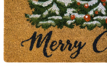 Kate Aurora Merry Christmas Trees Evergreen Bristled Coir Outdoor Welcome Mat - 18"x30"