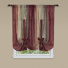 GoodGram Royal Ombre Crushed Semi Sheer Tie Up Single Window Curtain Shade - 50 in. W x 63 in. L, Burgundy