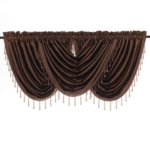 Kate Aurora Ultra Lux Faux Silk Regency Crinkle Rod Pocket Semi Sheer Crystal Beaded Window Valance - 57 in. W x 37 in. L, Br