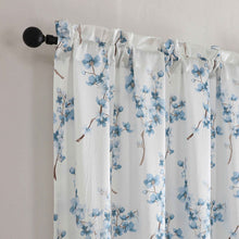 Kate Aurora 1 Piece Printed Cherry Blossom Rod Pocket Window Curtain Panel - Blue