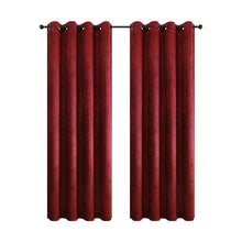 Set of 2 Leeds Floral Leaves Embossed Light Filtering Grommet Top Window Curtain Panels - Kate Aurora - Burgundy