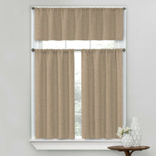 Kate Aurora Complete Textured 3 Piece Café Kitchen Curtain Tier & Valance Set - 56 in. W x 15 in. L, Linen