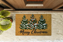 Kate Aurora Merry Christmas Trees Evergreen Bristled Coir Outdoor Welcome Mat - 18"x30"