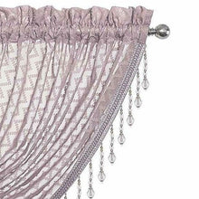 Kate Aurora Elegant Crystal Beaded Chevron Design Window Valances & Curtain Panels - 54 in. W x 38 in. L, Soft Plum