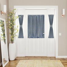 Kate Aurora Plaid Country Farmhouse French Door Curtain Panel With Matching Tieback - 25W x 40L, Navy Blue