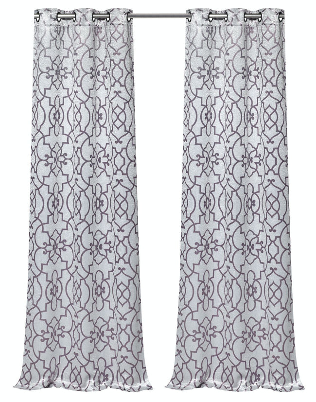 Kate Aurora Living 2 Pack Reversible Geometric Room Darkening Grommet Curtains - 38 in. W x 84 in. L, Lavender/Purple