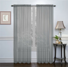 Kate Aurora Basic 2 Pack Sheer Voile Home Window Curtains - 52 in. W x 84 in. L, Gray