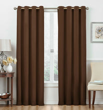 Kate Aurora Basic Jacquard 2 Piece Blackout Grommet Top Hotel Window Curtains - 52 in. W x 84 in. L, Chocolate