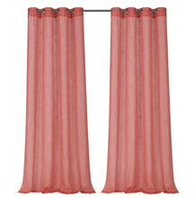 Kate Aurora 2 Pack Semi Sheer Linen Blend Grommet Top Window Curtains - 52 in. W x 84 in. L, Coral