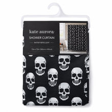 Kate Aurora Halloween Accents Black & White Friendly Skulls Fabric Shower Curtain - Standard Size