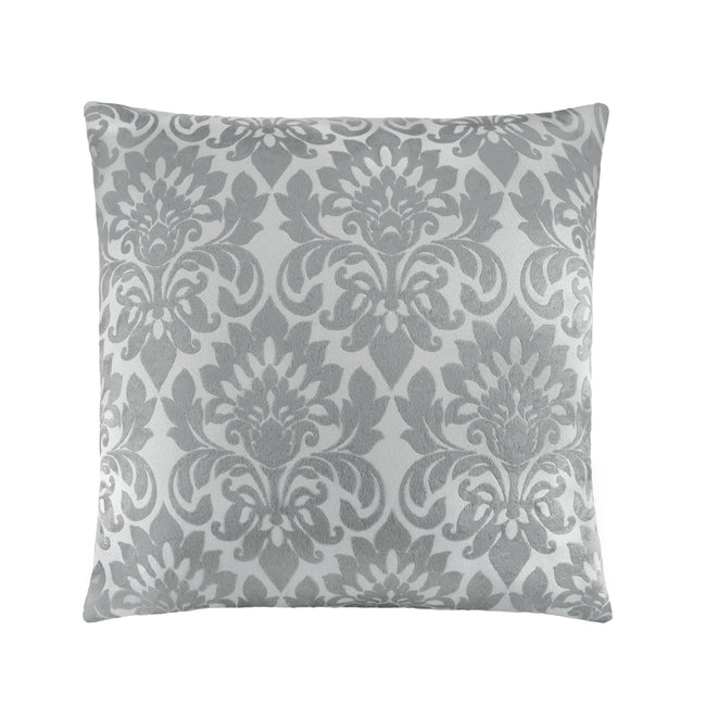 Kate Aurora Cleopatra Damask Embossed 18" X 18" Filled Accent Throw Pillow - Silver